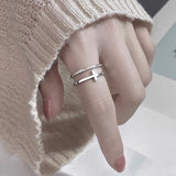 S925 Double cross silver ring