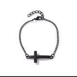 Black plated material cross bracelet