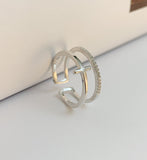 S925 Double cross silver ring